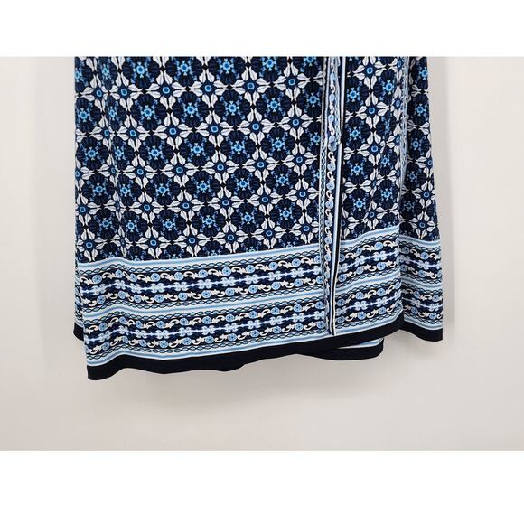 New NWT Max Studio Geometric‎ Wrap Dress Long Sleeve Size Small Navy White - Picture 5 of 10